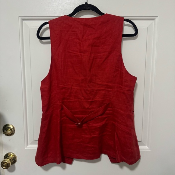 Reformation Aspen Linen Top  Red Vest Size 12 - Picture 9 of 11